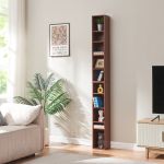 Raft CD Tynset cu 10 compartimente, aspect nuc, 187x20x17 cm