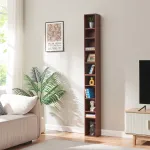 Raft CD Tynset cu 10 compartimente, aspect nuc, 187x20x17 cm