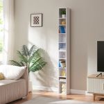 Raft CD Tynset alb cu 10 compartimente reglabile, 187x20x17 cm