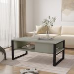 Masă de cafea Laukaa 100x60x44,5 cm verde-gri cu 2 rafturi, [en.casa]