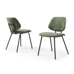 Set 2 scaune dining Köma verzi închis, tapițate, cadru metalic