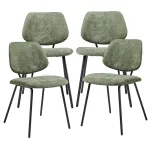 Set 4 scaune dining Köma verzi închise, tapițate, cadru metalic