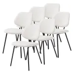 Set 6 scaune dining Köma bej tapitate cu picioare metalice negre