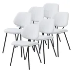 Set 6 scaune dining Köma tapițate, gri deschis, cadru metalic