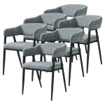 Set 6 scaune dining tapițate Kohlmand, gri închis, cu cotiere