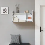 Birou rabatabil de perete Rautalampi 83x48 cm, alb, cu raft