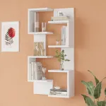 Set 2 rafturi de perete Omn, albe, 93x24x15 cm, [en.casa]