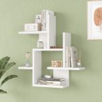 Raft de perete Reyna alb cu 7 polite, 66 x 62,5 x 14,5 cm