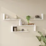 Set 3 rafturi de perete albe Vepinshul, design modern, montaj inclus