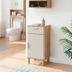 Dulap de baie Ferrersp 80x40x35 cm, stejar si nisip, [en.casa]