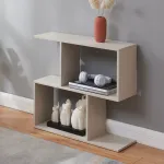 Masă laterală cu rafturi Koxjö, bej, 57x60x20 cm, [en.casa]