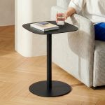 Măsuță laterală Nastätten din metal, neagră, 50x40x40 cm