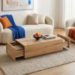 Măsuță de cafea Turur 104x50x40 cm cu 2 sertare, finisaj stejar