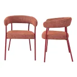 Set 2 scaune dining roșii tapițate Huk cu spătar curbat [en.casa]