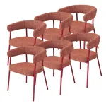 Set 6 scaune dining Huk roșii tapițate cu cadru metalic [en.casa]