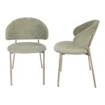Set 2 scaune dining Lipis verzi tapițate, din textil, cu cadru metalic
