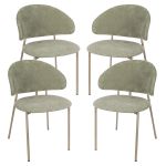 Esszimmerstuhl Lipis 4er Set Textil Grün [en.casa]