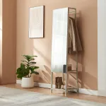 Oglindă cuier 2 în 1 Klilbojle, bej nisip, 160x40x35 cm