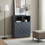 Highboard Bopibobro mit 2 Türen 86x64x36 cm Dunkelgrau [en.casa]