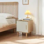 Noptieră cu ușă Ferrersp 50x40x40 cm, stejar și nisip, [en.casa]