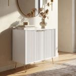 Dulap lateral Trondi alb cu 2 uși riflate, 75 x 80 x 40 cm