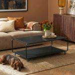 Masă de cafea Förder 115x50x45 cm din oțel negru mat, [en.casa]