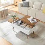 Măsuță de cafea cu spațiu de depozitare Flesen 92x52x41 cm alb/nuc