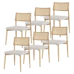 Set 6 scaune dining bej cu spătar aspect rattan Jördfjok