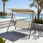 Leagăn de grădină 3 locuri cu acoperiș reglabil, gri/bej, 173 cm