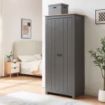 Dulap pentru haine Trorjam 175x80x52 cm gri cu aspect stejar