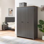 Dulap pentru haine Vasand 175x120x52 cm gri cu aspect stejar