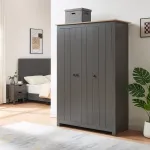 Dulap pentru haine Vasand 175x120x52 cm gri cu aspect stejar