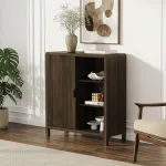 Comodă modernă Lukkodso 82x75x30 cm, finisaj nuc, cu ușă riflată