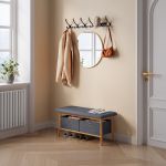 Bancheta pentru pantofi cu depozitare și 2 cutii, bambus, 90x30x45 cm