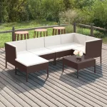 Set mobilier de grădină cu perne, 7 piese, maro, poliratan GartenMobel Dekor