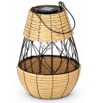 Felinar solar metalic decorativ pentru gradina, 32 cm, bej si negru Household NewTrend