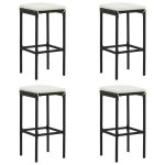 Scaune de bar cu perne, 4 buc., negru, poliratan GartenMobel Dekor