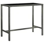 Masă de bar de grădină, gri, 130x60x110 cm, poliratan și sticlă GartenMobel Dekor