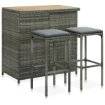 Set de bar, 3 piese, gri, poliratan GartenMobel Dekor