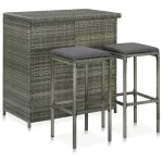 Set mobilier de bar, 3 piese, gri, poliratan GartenMobel Dekor