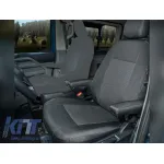 Tapițerie Kegel Tailor Made potrivită pentru un singur scaun de șofer cu două cotlere pentru Ford Transit Custom, Tourneo Custom, Volkswagen T7 după 2024, neagră cu gri Performance AutoTuning