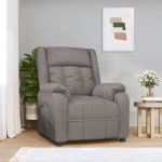 Fotoliu rabatabil electric, gri taupe, material textil GartenMobel Dekor