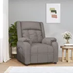 Fotoliu rabatabil electric, gri taupe, material textil GartenMobel Dekor