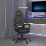 Scaun de gaming cu suport picioare, negru, piele ecologică GartenMobel Dekor