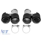 Set de terminații de eșapament duale universale AutoPro cu capace din carbon, stânga și dreapta, model 2 Performance AutoTuning