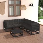Set mobilier de grădină cu perne, 6 piese, lemn masiv de pin GartenMobel Dekor