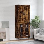 Dulap înalt, stejar fumuriu, 69,5x34x180, lemn compozit GartenMobel Dekor