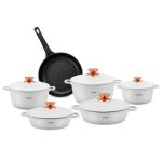 Set oale din aluminiu turnat Zass Gourmet, 11 piese, alb, inductie