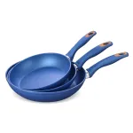 Set 3 tigăi antiaderente Zass Gourmet din aluminiu turnat, albastre