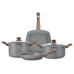 Set vase antiaderente marmorate ZASS Gourmet 6 piese, inducție